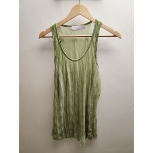 Pretty Angel‎ Green Silk Blend Crinkle Mesh Tank Top Womens Large